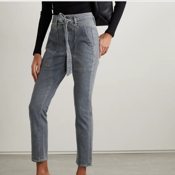 Veronica Beard Logan Slim Straight Belted High Rise Jeans - Picture 5 of 12